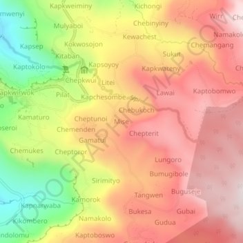 Carte topographique Mise, altitude, relief