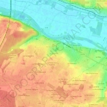 Carte topographique Le Saveton, altitude, relief