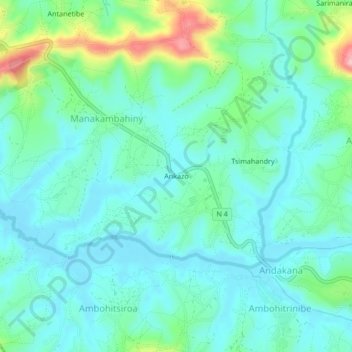 Carte topographique Ankazo, altitude, relief