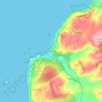 Carte topographique Matanzas, altitude, relief