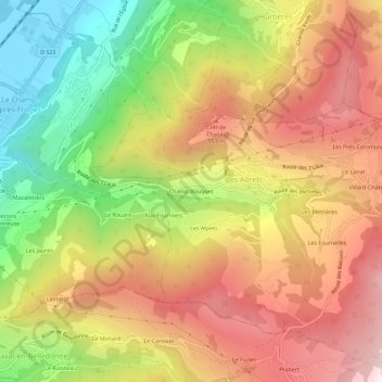 Carte topographique Champ Bouquet, altitude, relief