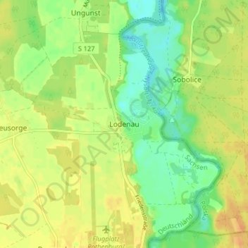 Carte topographique Lodenau, altitude, relief