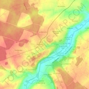 Carte topographique Le Champ Bourgoin, altitude, relief