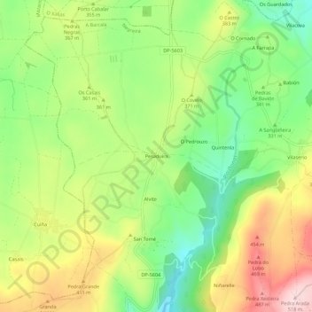 Carte topographique Pesaduira, altitude, relief