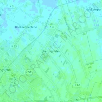 Carte topographique Jheringsfehn, altitude, relief