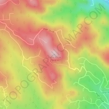 Carte topographique Lone Peak, altitude, relief