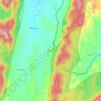 Carte topographique Nawla, altitude, relief