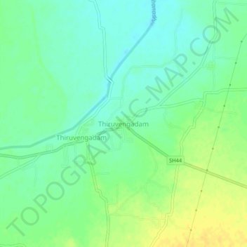 Carte topographique Thiruvengadam, altitude, relief