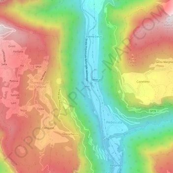 Carte topographique Forni, altitude, relief