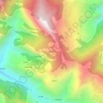 Carte topographique Kannar, altitude, relief