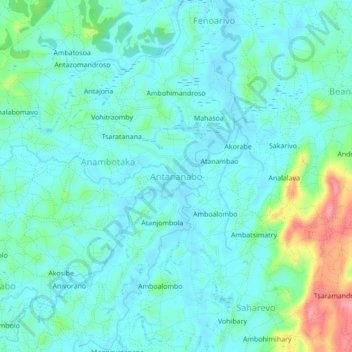 Carte topographique Antananabo, altitude, relief