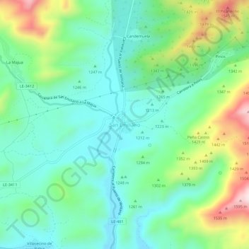 Carte topographique San Emiliano, altitude, relief