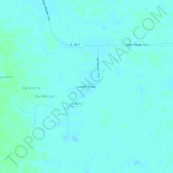 Carte topographique Lower Texas, altitude, relief