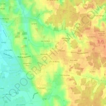 Carte topographique Étrez, altitude, relief