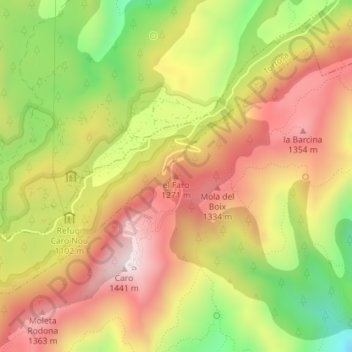 Carte topographique el Faro, altitude, relief