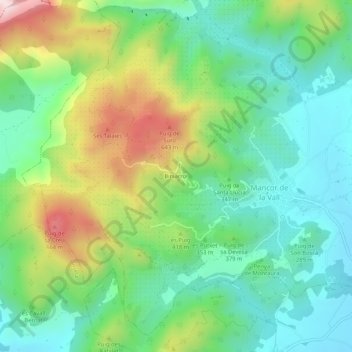 Carte topographique Biniarroi, altitude, relief