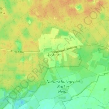 Carte topographique Bockhorn, altitude, relief