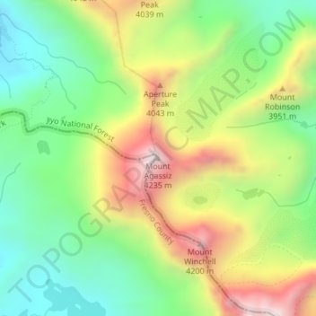 Carte topographique Mount Agassiz, altitude, relief
