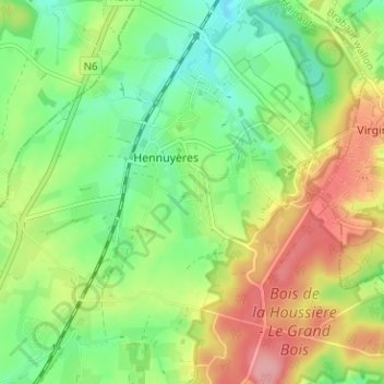 Carte topographique Saint-Hubert, altitude, relief