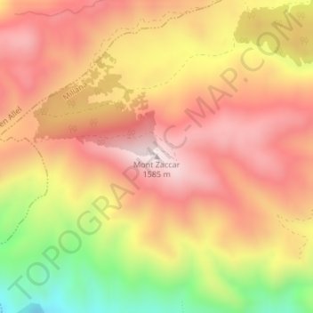 Carte topographique Mont Zaccar, altitude, relief