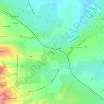 Carte topographique La Tuilerie, altitude, relief