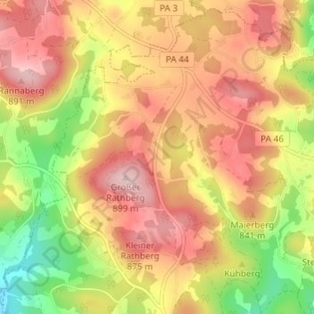 Carte topographique Sperlbrunn, altitude, relief