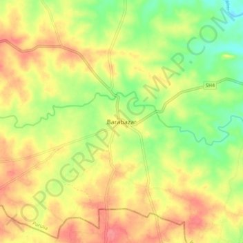 Carte topographique Barabazar, altitude, relief