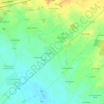 Carte topographique Venours, altitude, relief