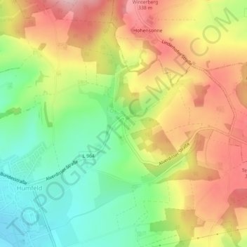 Carte topographique Marksberg, altitude, relief