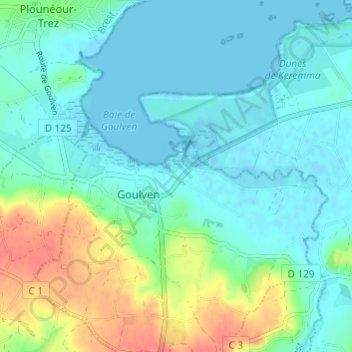 Carte topographique Lez Armor, altitude, relief
