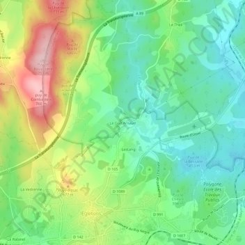 Carte topographique Le God Arnaud, altitude, relief
