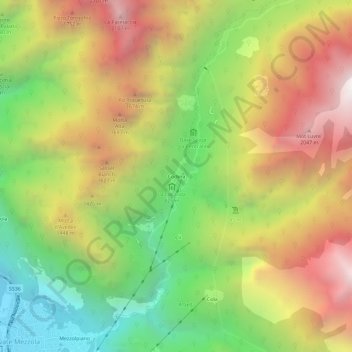 Carte topographique Codera, altitude, relief