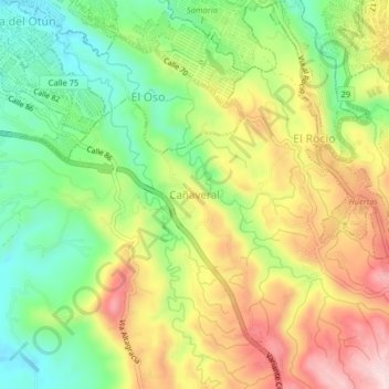 Carte topographique Cañaveral, altitude, relief
