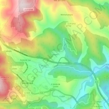Carte topographique Ouselle, altitude, relief