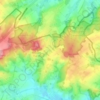 Carte topographique Bois - Ten Bosse, altitude, relief