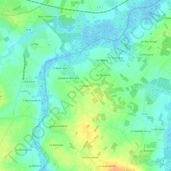 Carte topographique La Trulière, altitude, relief