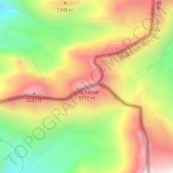 Carte topographique Om Parvat, altitude, relief