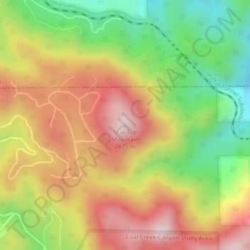 Carte topographique Scar Top Mountain, altitude, relief