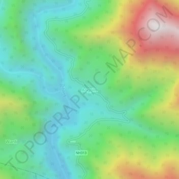 Carte topographique Angolin, altitude, relief