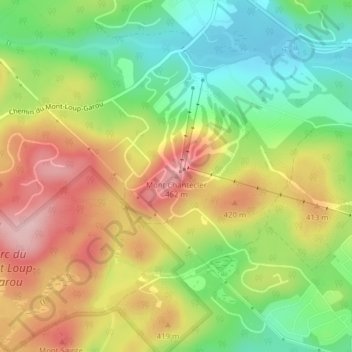 Carte topographique Mont Chantecler, altitude, relief