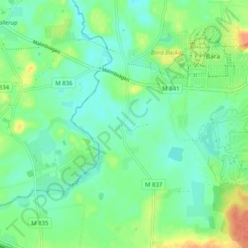 Carte topographique Tjustorp, altitude, relief