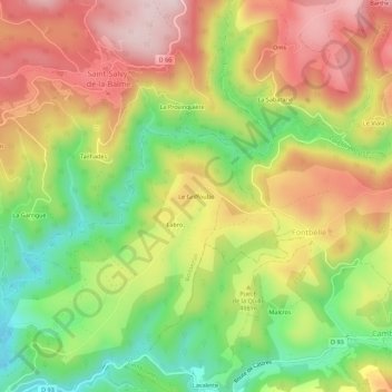 Carte topographique Le Griffoulas, altitude, relief
