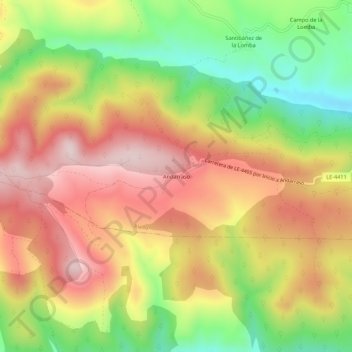 Carte topographique Andarraso, altitude, relief
