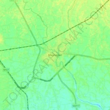 Carte topographique Maynaguri, altitude, relief