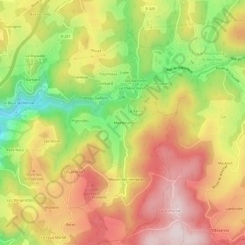 Carte topographique Membrun, altitude, relief