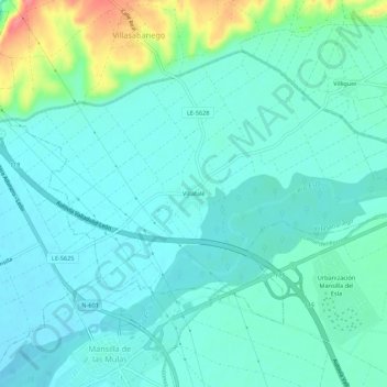 Carte topographique Villafalé, altitude, relief