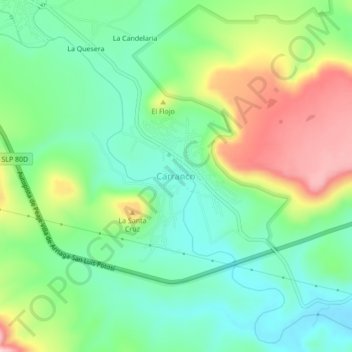Carte topographique Carranco, altitude, relief