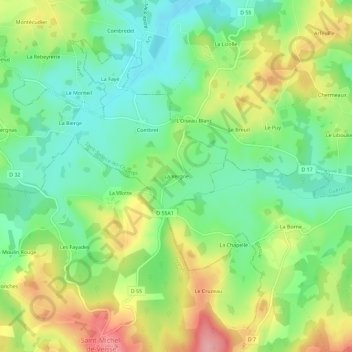 Carte topographique La Vergne, altitude, relief