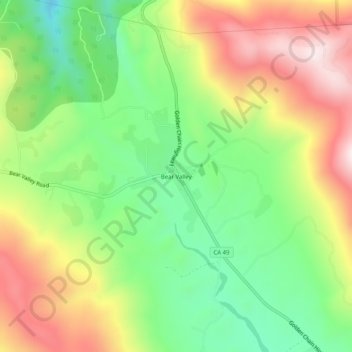 Carte topographique Bear Valley, altitude, relief