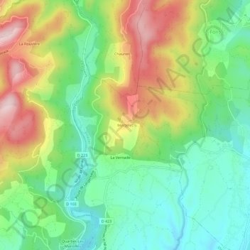 Carte topographique Merzelet, altitude, relief